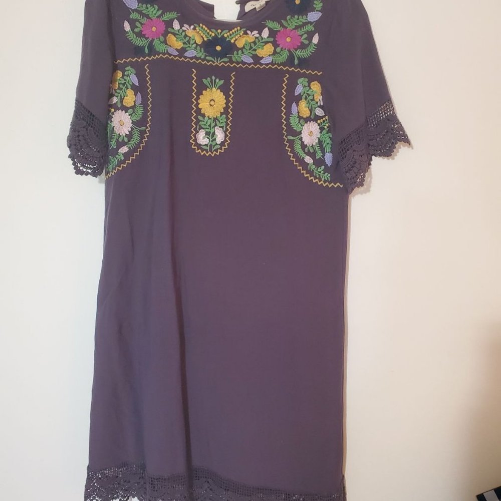 Purple Embroidered Dress knee length medium